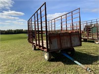Bale thrower 18' steel rack wagon w/plywood