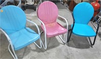 3 Vintage Metal Lawn Chairs