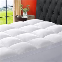 White Mattress Topper with Deep Pockets King Size
