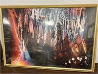 Abstract Art in Gold Frame Unsigned