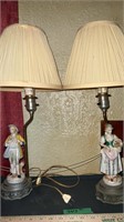 Vintage Table Lamps with Ceramic Figures(2)