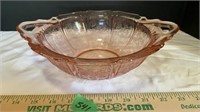 Pink Depression Handled Bowl