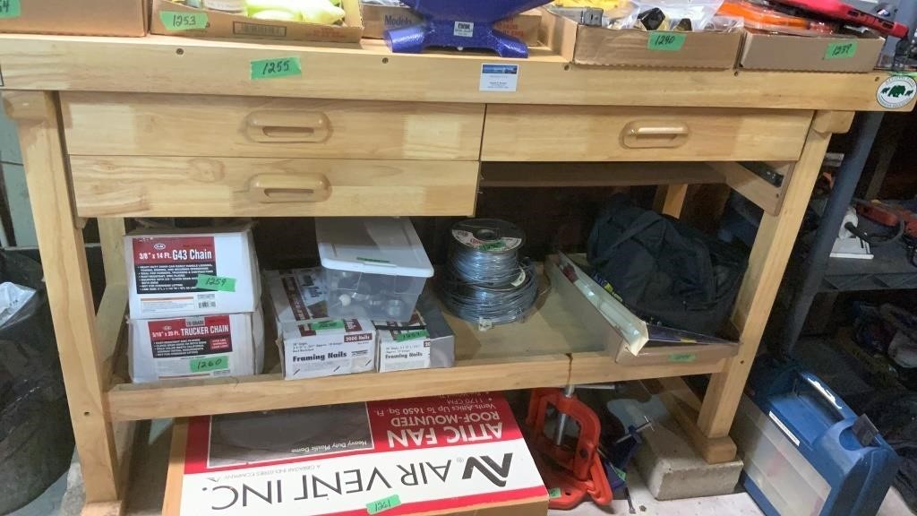 60 inch Wood Workbench with 3 Drawers ONLY NO