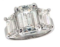 14k Gold 5.55 ct Emerald Cut Lab Diamond Ring