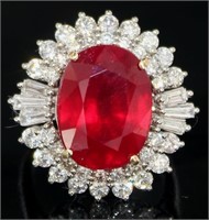 14kt Gold 16.84 ct Oval Ruby & Diamond Ring