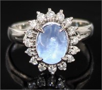 Platinum 3.24 ct GIA Star Sapphire & Diamond Ring