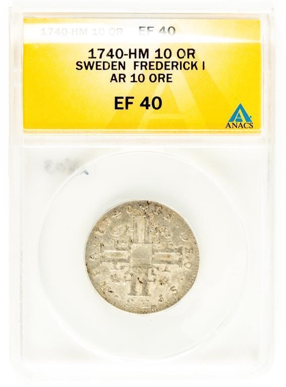 Coin 1740-HM 10 Ore Billon Coin-ANACS-EF40