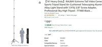 $200 16' Heavy Duty Video Camera Tripod Stand