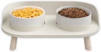 ELEVATED CERAMIC CAT FOOD BOWLS STAND
