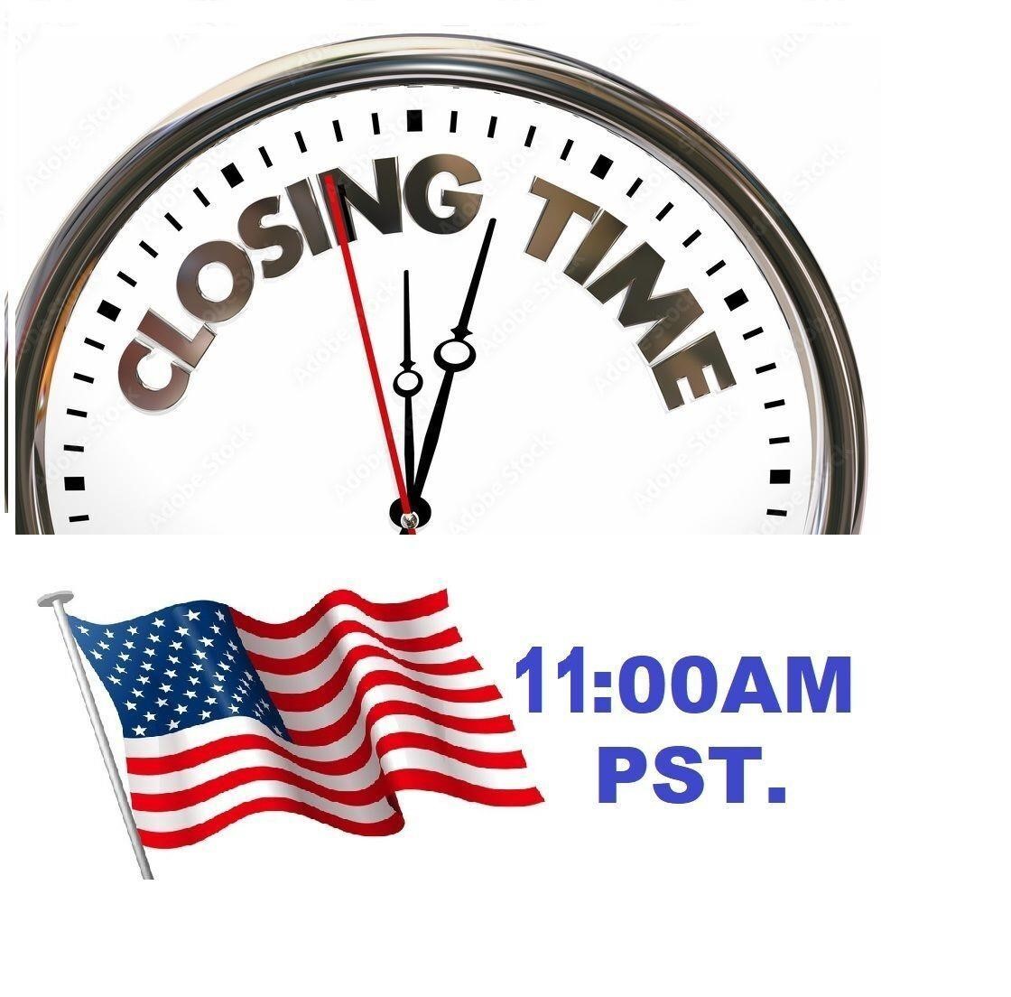 USA - AUCTION CLOSING TIME - 11:00AM