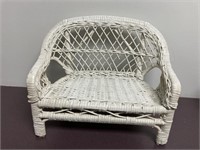 Vtg Doll Furniture - White Wicker Settee