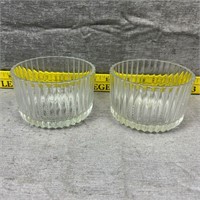 2 Ribbed Glass Bowls