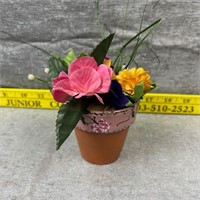 Small Terra Cotta Pot with Faux Flowers