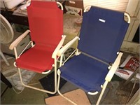 (2) Folding Arm Chairs (Blue & Red)