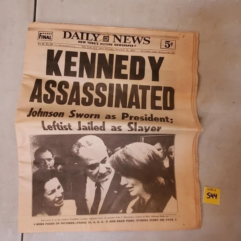 Daily News 1963 Kennedy Assassinated Newspaper