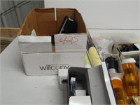 Box of telescope accessories and astroogy maps