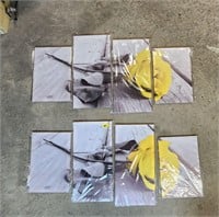 New 2 Sets of Yellow Rose Canvas 4ct Prints