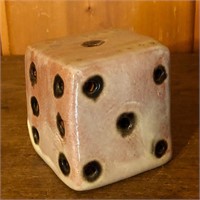 Heavy Dice Pottery Paperweight Sculpture
