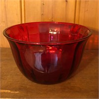 Large Cranberry Colored Glass Centerpiece Bowl