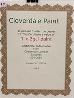 Two Gallons of Paint Certificate