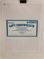 $250 Building Material Certificate