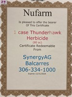1 case Thunderhawk Herbicide Certificate