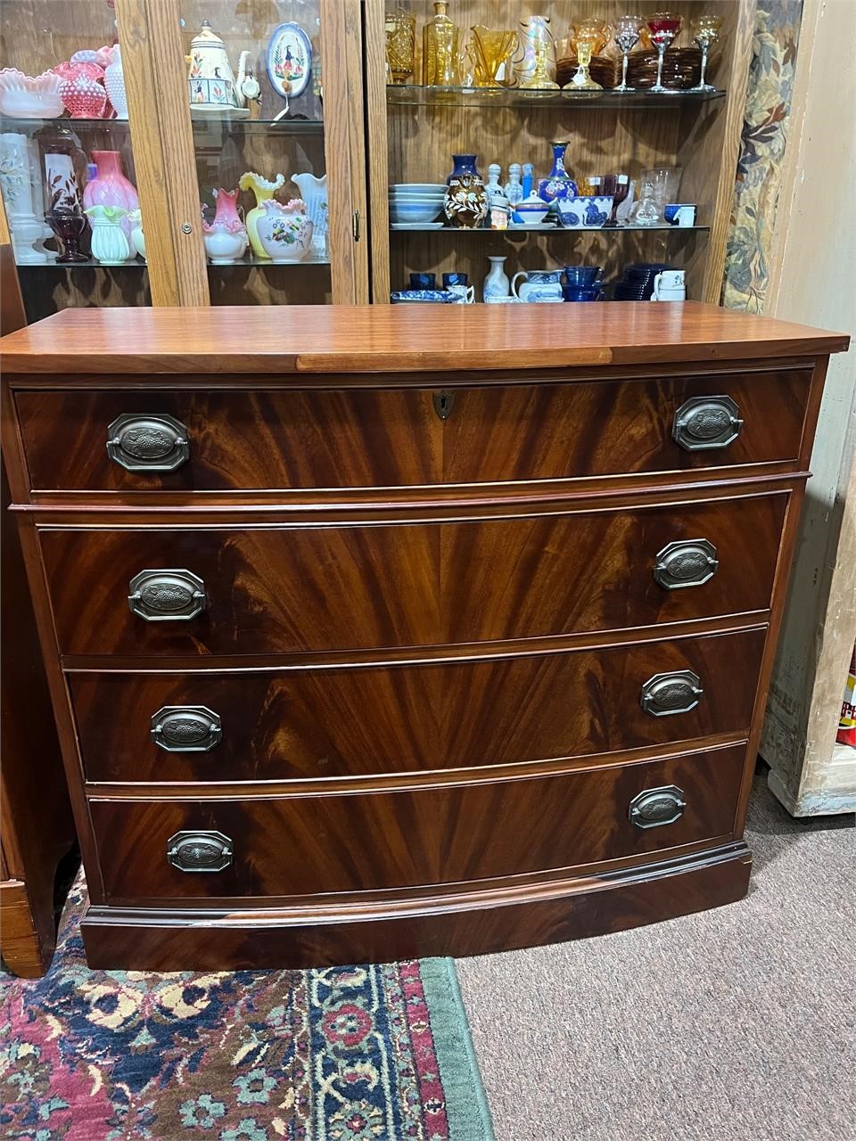 Solid Mahogany Bow Front Chest of Drawers