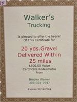 20 Yards Gravel within 25 Miles Certificate