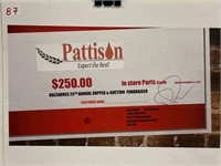 $250 in store Parts Credit Certificate