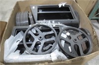 Pallet of parts, 460 pounds, pulleys
