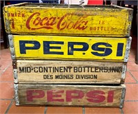 Vtg Wood Pepsi Coke Mid Continent POP Crates