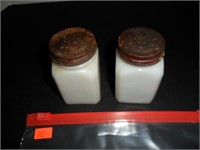 Nautical white milk glass Salt and Pepper Shakers