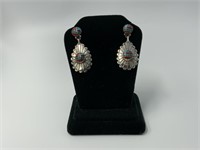 Native American made sterling stone drop earrrings
