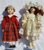 vintage Holiday Porcelain  Doll and Victorian