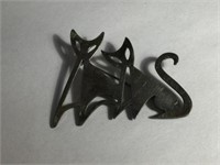 STERLING SILVER ABSTRACT CATS BROOCH