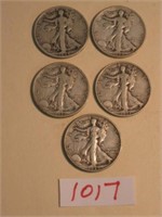 (5) Early Mint Marked Walking Liberty Halves…Top.