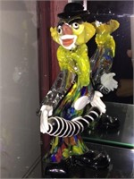 VTG MURANO TALL ART GLASS CLOWN w ACCORDION