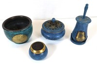 ANTIQUE Chinese Brass/Bronze Incense Burner Set 3"