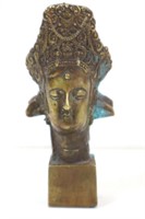 ANTIQUE Buddist Bronze Head Statue Head 5"