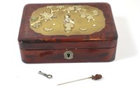 ANTIQUE Chinese Style Small Jewelry Box w/Pin&Key