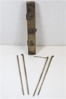 ANTIQUE Chinese Metal Chopstick Set w/Case