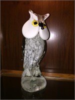 TALL ART GLASS OWL by BEACHCOMBERS FT. MYERS FL