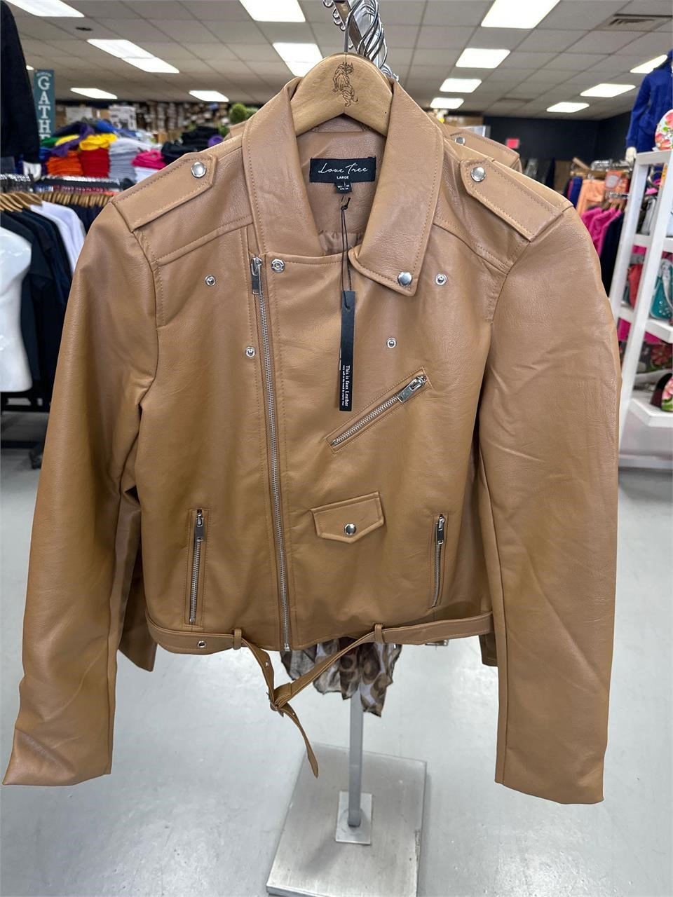 Faux leather zipper jacket