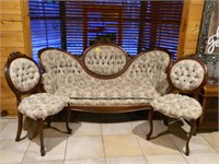 Antique Setee w/ two chairs