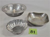 Lot of (3) Pewter Service Bowls