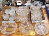Fancy Pressed Glass Bowls & Candle Holders
