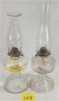 Pair of Victorian Pedestal Oil Lamps