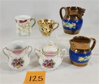Copper Lustre Creamers & Other China