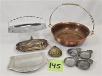 Copper, Silver Plate & Pewter Service Pcs.