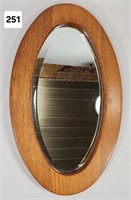 Oak Oval Beveled Wall Mirror